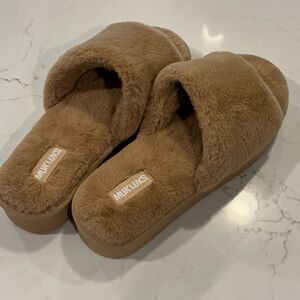 Muk Luks Brown Plush Slippers
